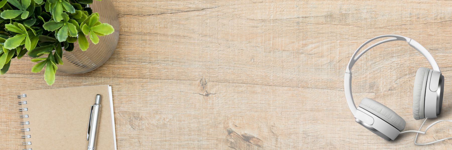 Flatlay of Desk with Headphones