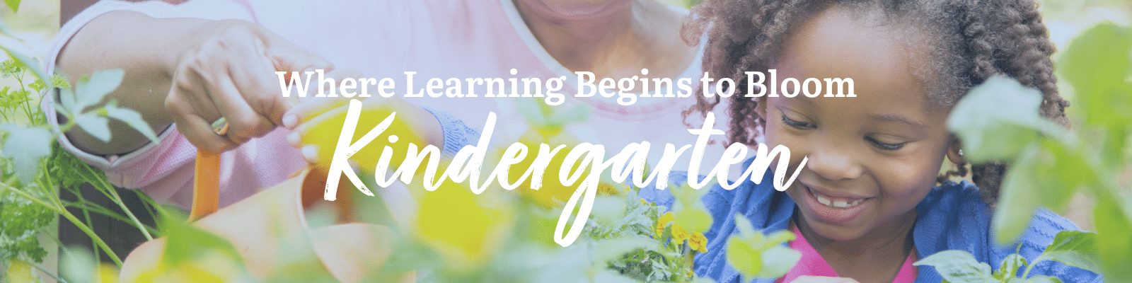 Mom and kindergartener in garden